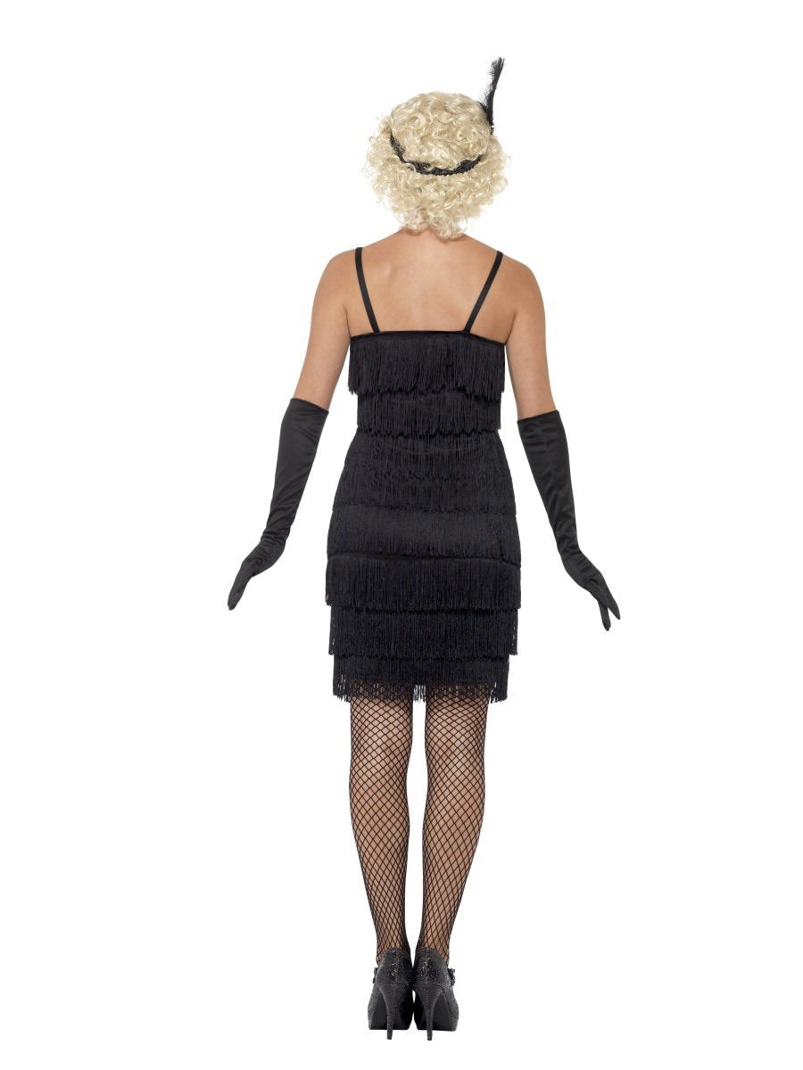 1920s Flapper Costume Delighted Girl Adult Black Short Cocktail Dress Headband Gloves 4