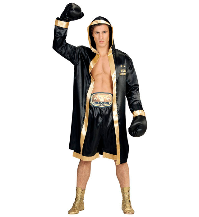 World Boxing Champion  Hooded Robe, Shorts, Belt, Boxing Gloves 