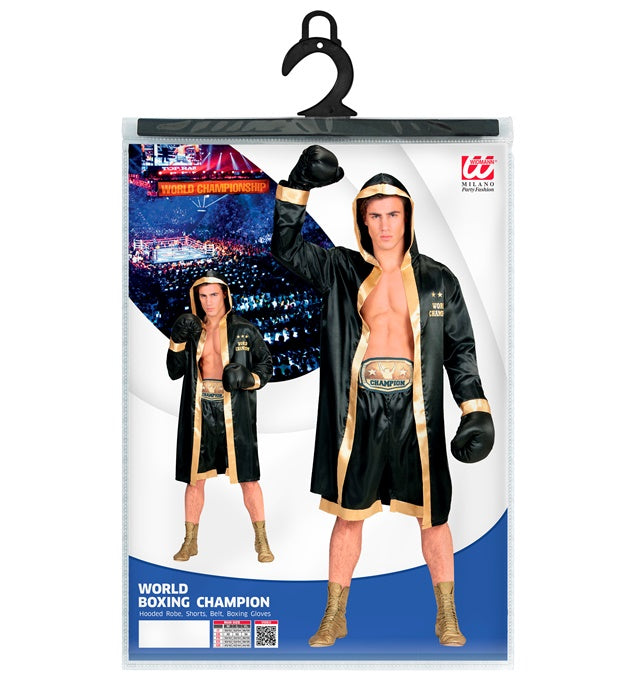 World Boxing Champion  Hooded Robe, Shorts, Belt, Boxing Gloves 