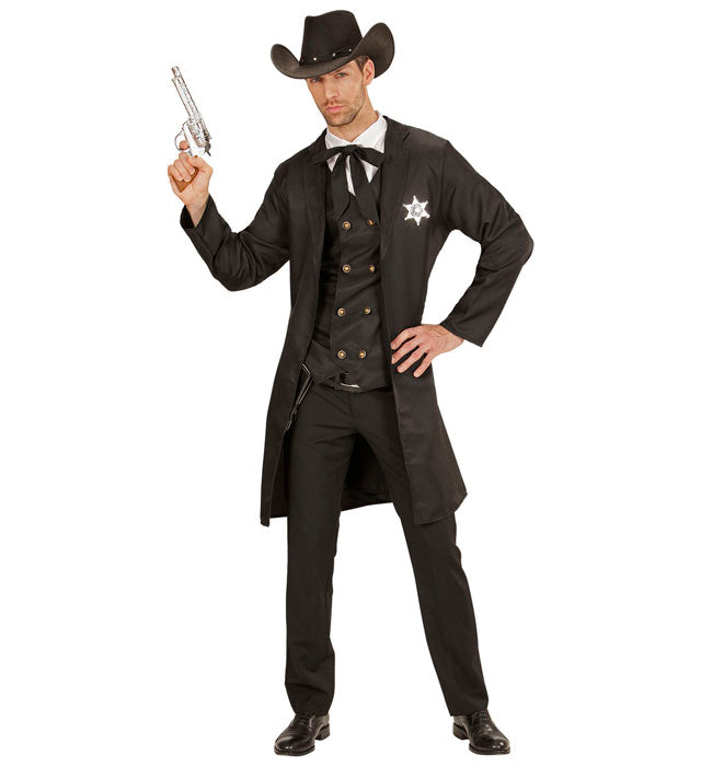 Sheriff  Long Coat, Vest, Fake Shirt, String Tie 