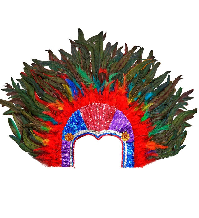 Tropicana Sequin Headdress With Multicolor Feathers