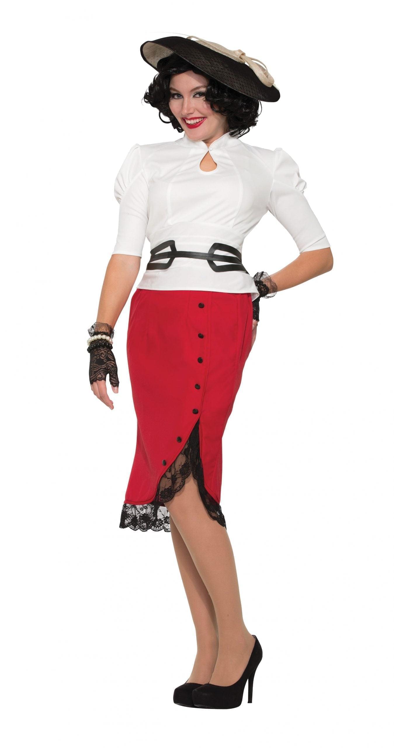 1940s Pencil Skirt Red Adult Costume 2