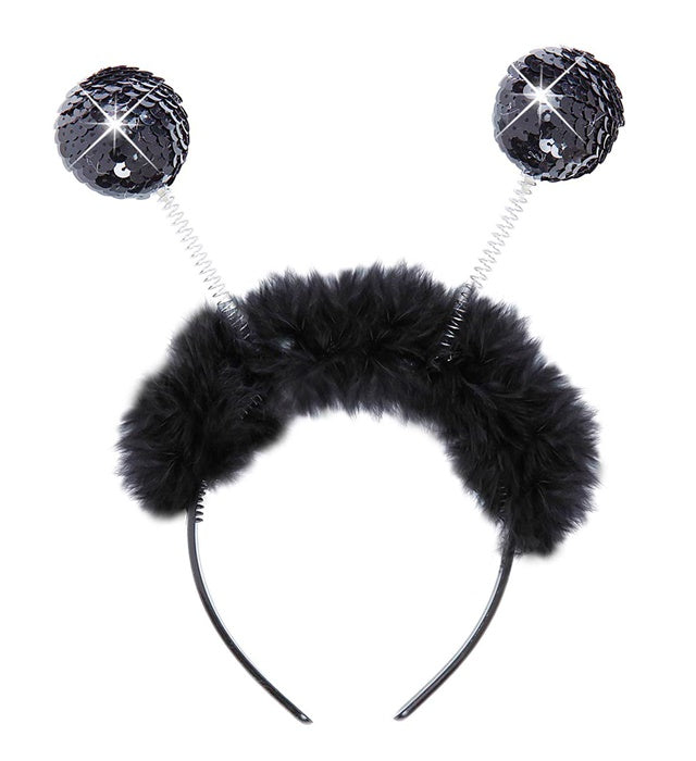 Black Sequin Head Bopper With Marabou