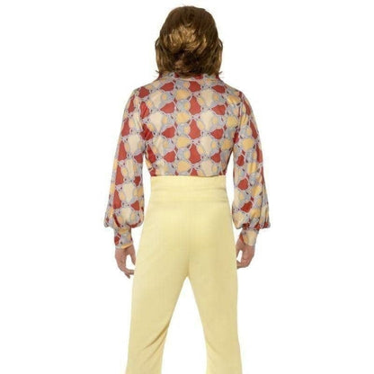 1960s Groovy Guy Costume Adult Tan Red Shirt High Waisted Trousers 3