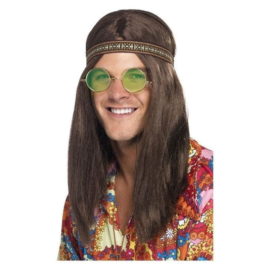 1960's Hippie Kit Adult Headband Necklace Specs Instant Costume 1