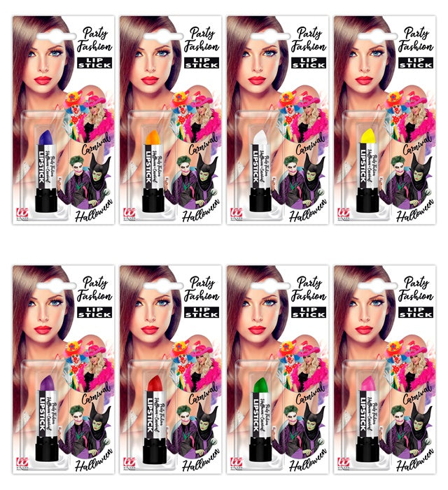Lipsticks - 6 Ml - 8 Colors Ass.: Red, Orange, Yellow, Green, Blue, Violet, Pink, White