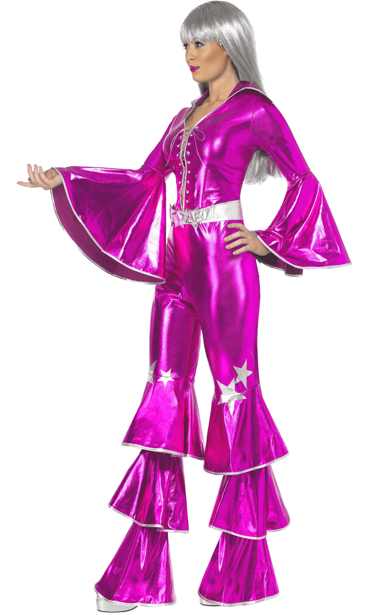 1970s Dancing Dream Costume Adult Pink Jumpsuit 3