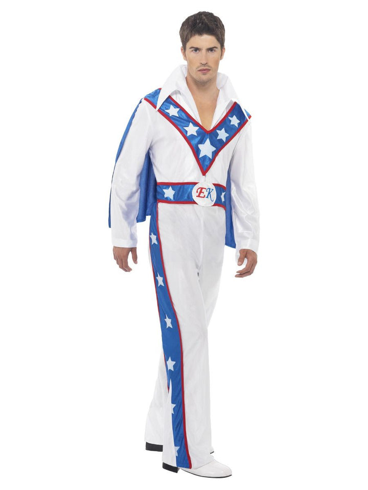 1970s Evel Knievel Daredevil Costume Adult White Blue Jumpsuit_2