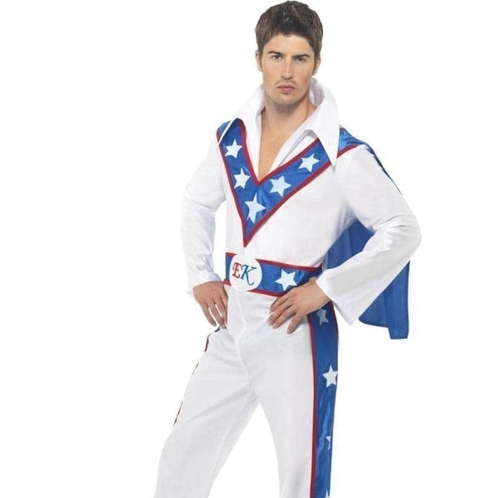 1970s Evel Knievel Daredevil Costume Adult White Blue Jumpsuit_3