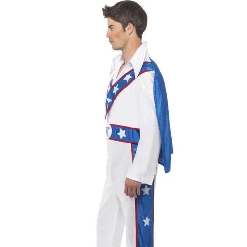 1970s Evel Knievel Daredevil Costume Adult White Blue Jumpsuit_5
