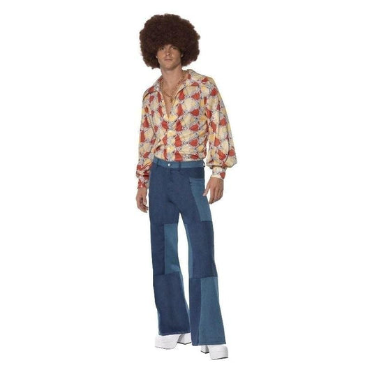 1970s Retro Mens Disco Costume Trousers Shirt 2