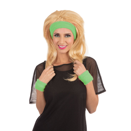 1980s Green Headband Wristband Set 1