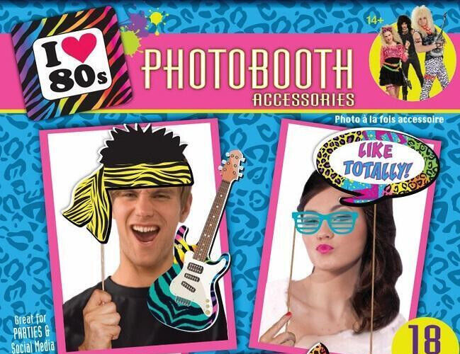 80s Photobooth Kit 18pc Party Goods 80s Photobooth Kit 18pc Party Goods