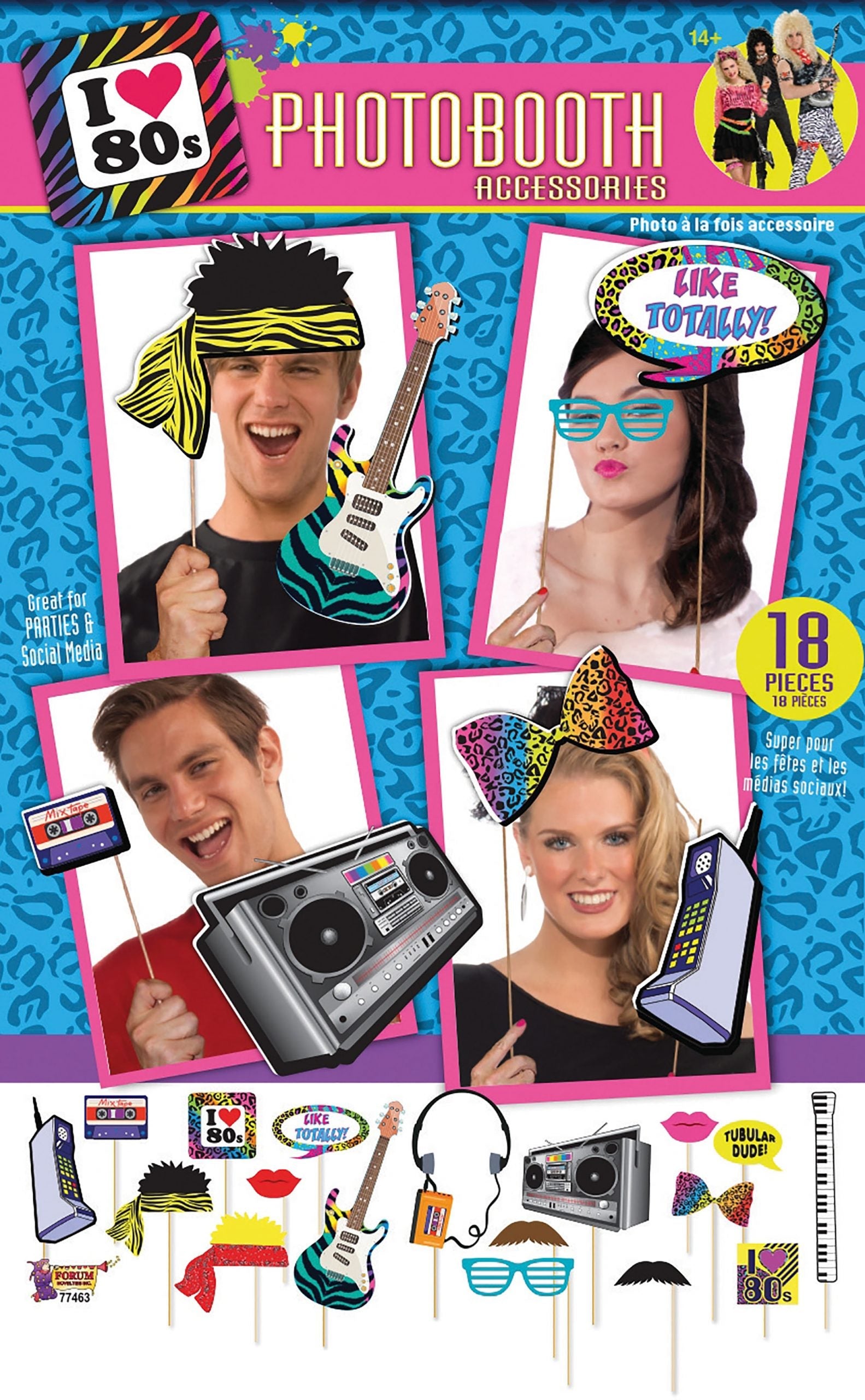 1980s Photobooth Kit 18pc I Love the 80s 1