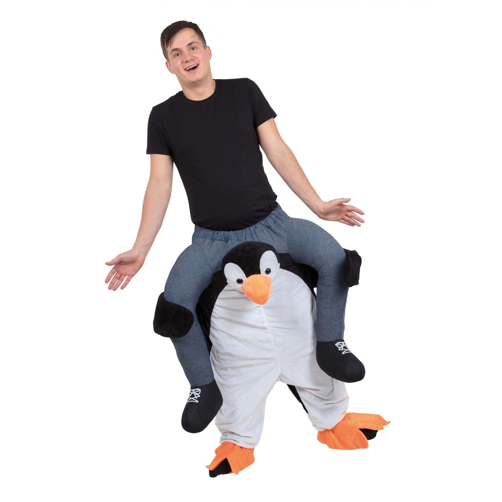 Penguin Piggy Back Costume Adult Fits Up Waist Size 38" 40" 1