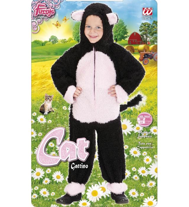 Fuzzy Cat  Hooded Jumpsuit 