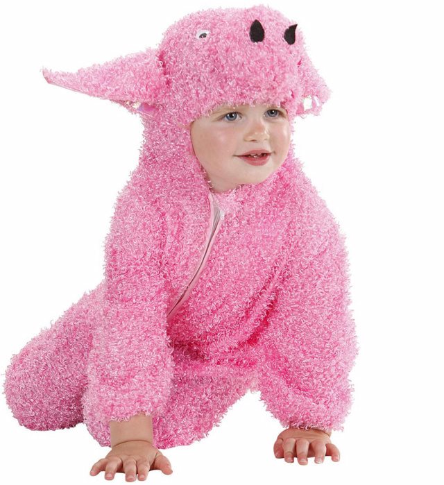 Fuzzy Pig Hooded Jumpsuit 2 Sizes Ass Costume for Kids Image 2
