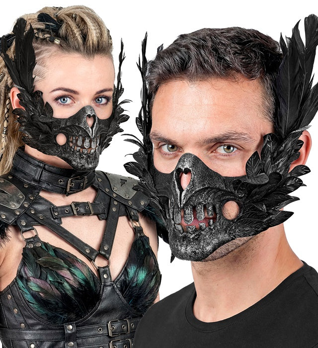 Mask Mouth Skull With Feathers