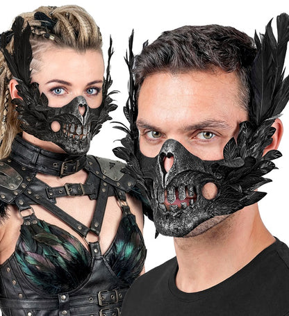 Mask Mouth Skull With Feathers