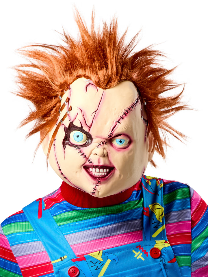 Bride of Chucky Movie Chucky Stitched Up 3/4 Vinyl Costume Mask for Adults