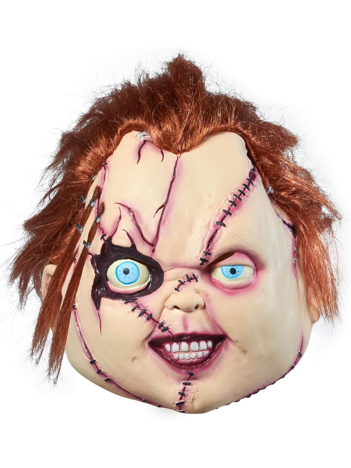 Bride of Chucky Movie Chucky Stitched Up 3/4 Vinyl Costume Mask for Adults