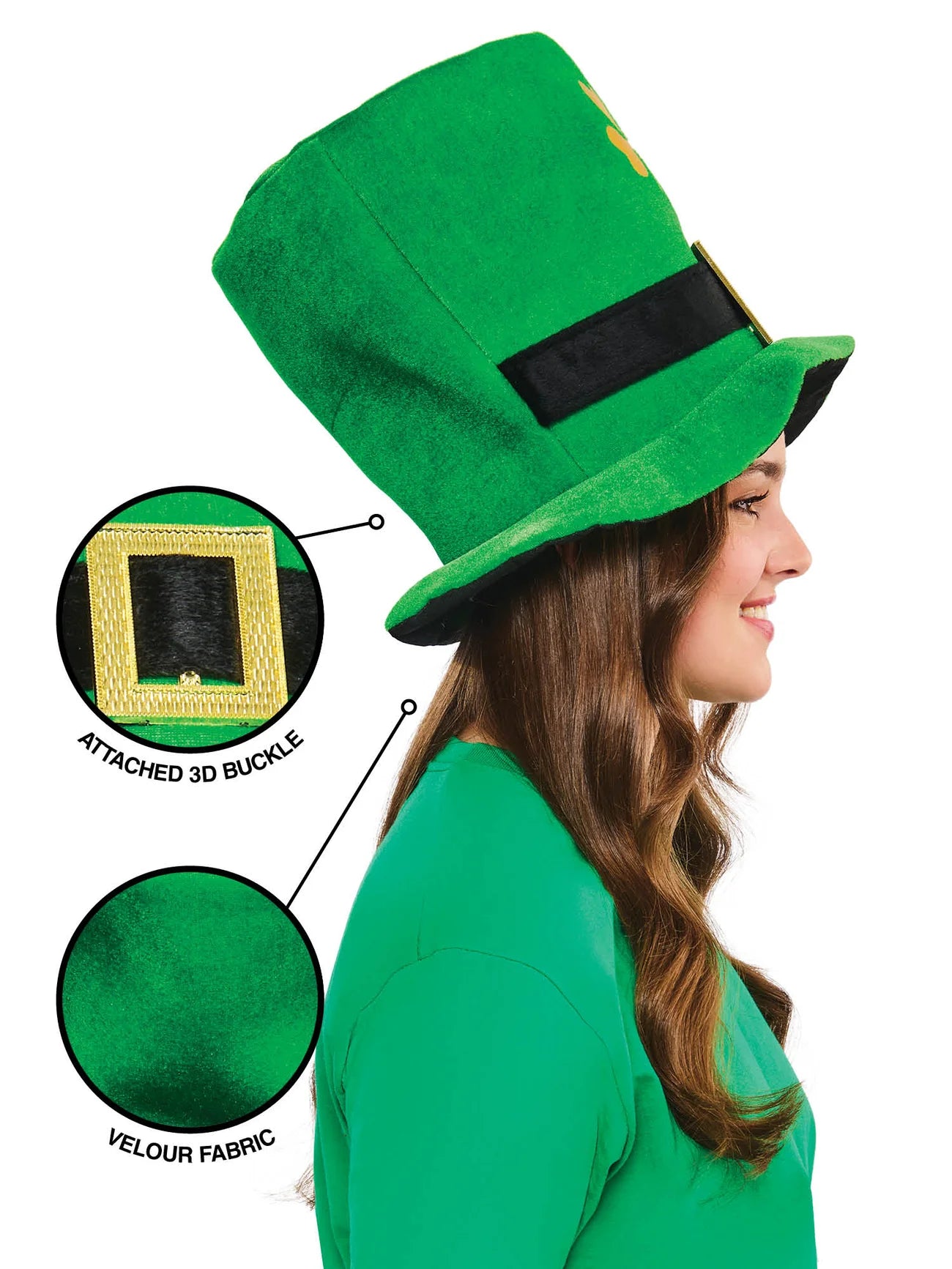 St Patricks Day Hat Green with Clover 2