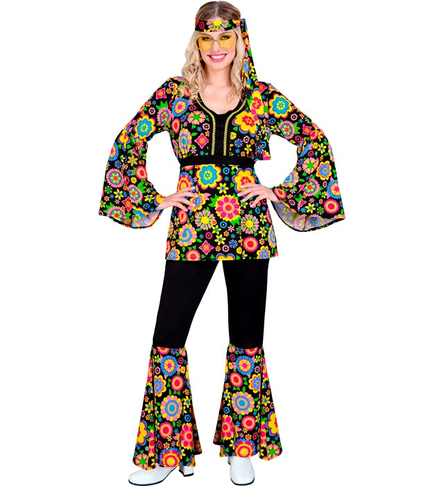 The 60S Fashion - Colorful Flowers  Shirt, Pants, Headband 