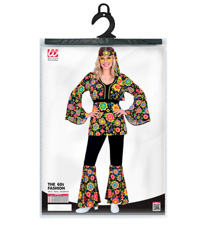The 60S Fashion - Colorful Flowers  Shirt, Pants, Headband 