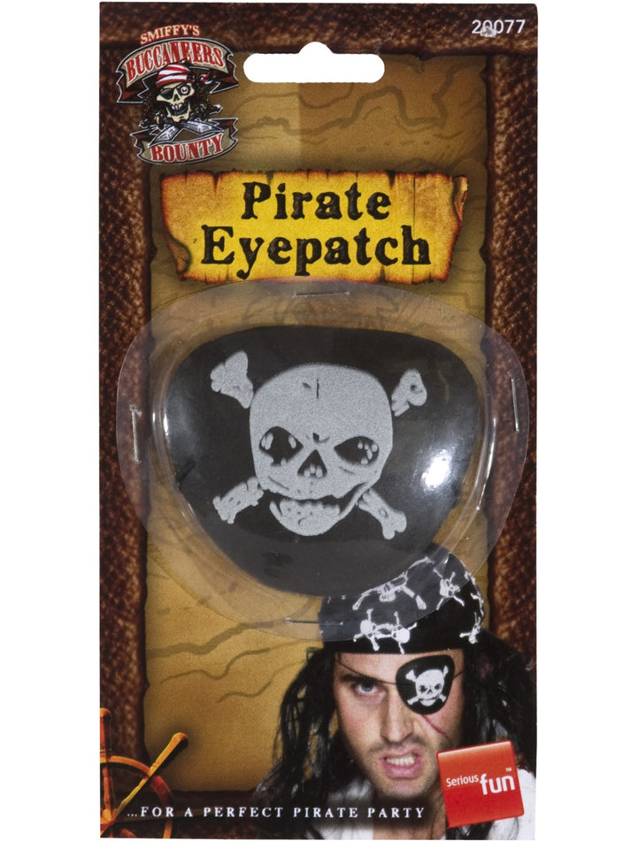 Pirate Eyepatch Black White Skull and Crossbones Adult Costume Accessory 1