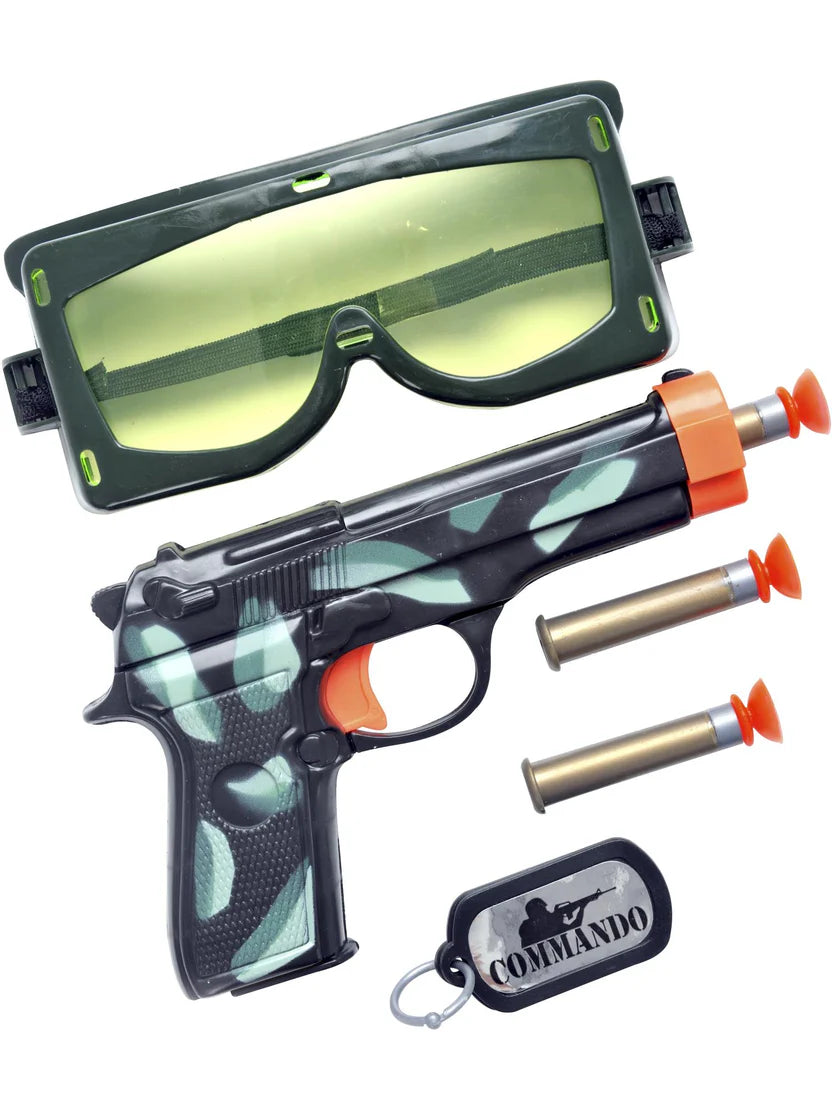 Military Set Costume Dress Up Black Gun Bullets Goggles and Dog Tag 1