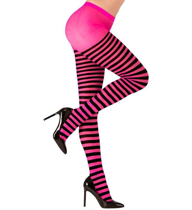 Black-Pink Striped Pantyhose 70 Den