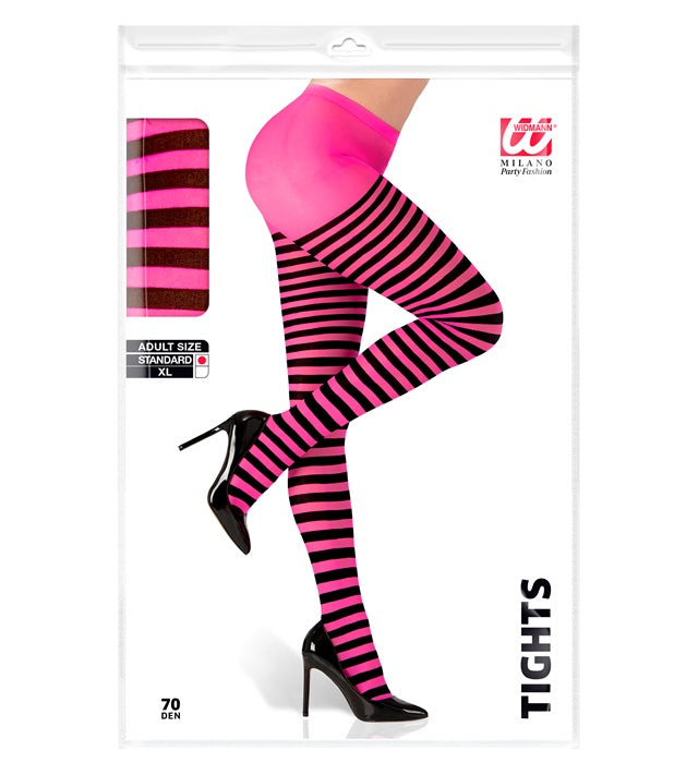Black-Pink Striped Pantyhose 70 Den