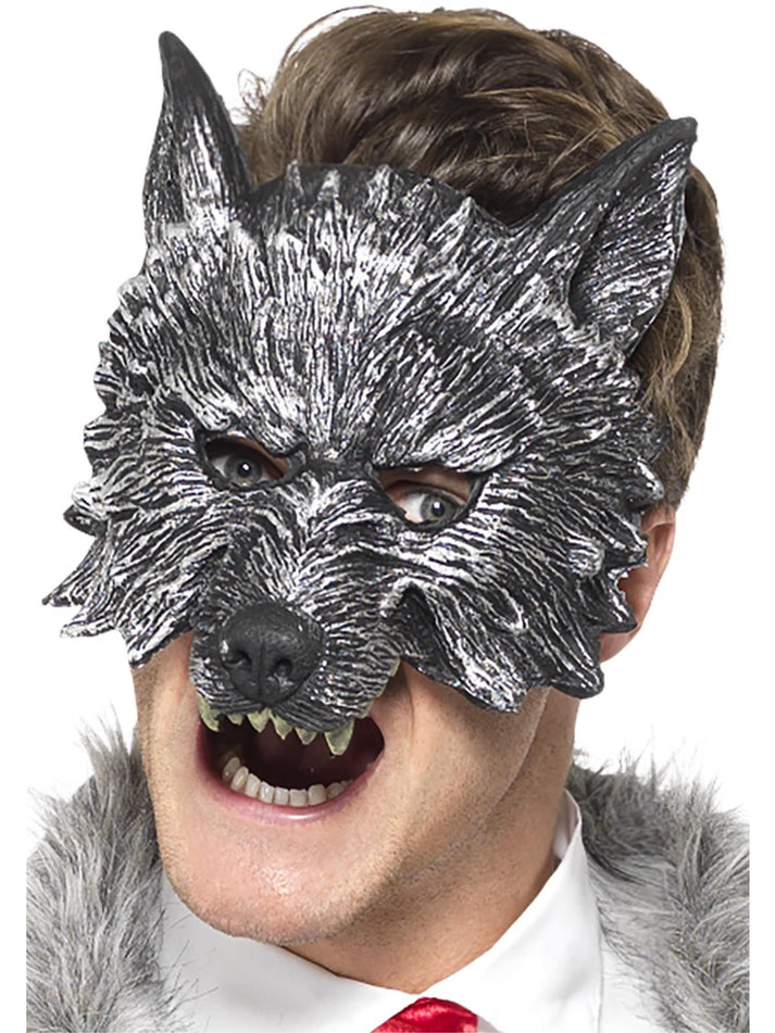 Deluxe Big Bad Wolf Mask Adult Grey Halloween Costume Accessory