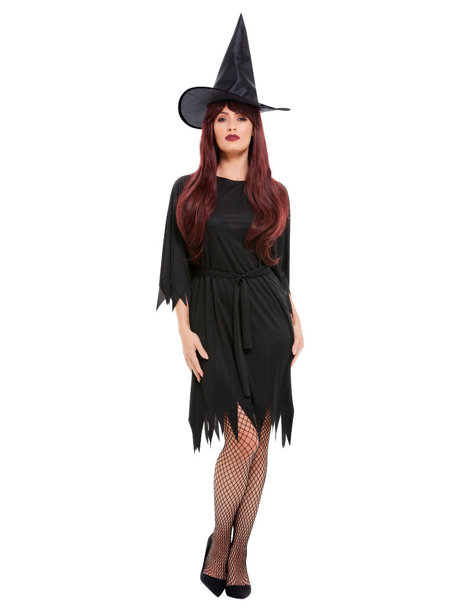 Spooky Witch Costume Adult Black Dress Hat Belt 5