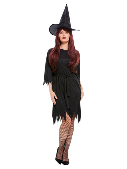Spooky Witch Costume Adult Black Dress Hat Belt 5