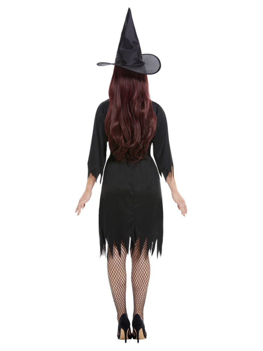 Spooky Witch Costume Adult Black Dress Hat Belt 4