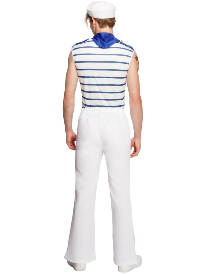 Fever Male French Sailor Costume Adult White Blue Top White Trousers and Blue Neck Scarf 3