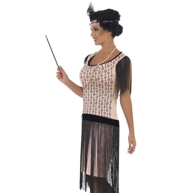 20s Coco Flapper Costume Adult Pink Dress Cigarette Holder Necklace Headpiece