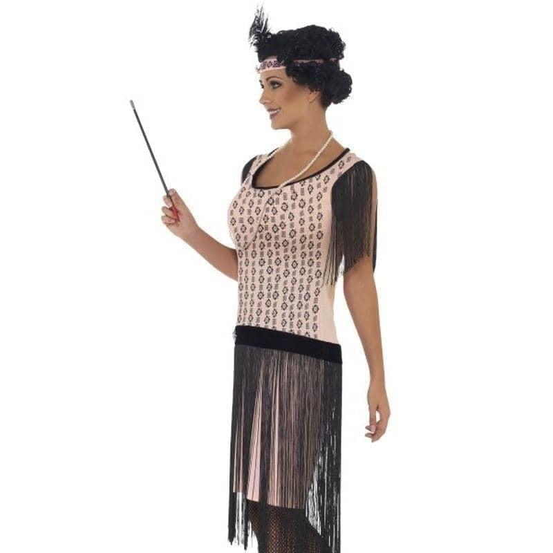 20s Coco Flapper Costume Adult Pink Dress Cigarette Holder Necklace Headpiece 3