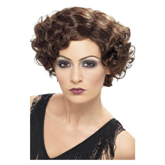 20s Flirty Flapper Wig Adult Brown Short Wavy 2