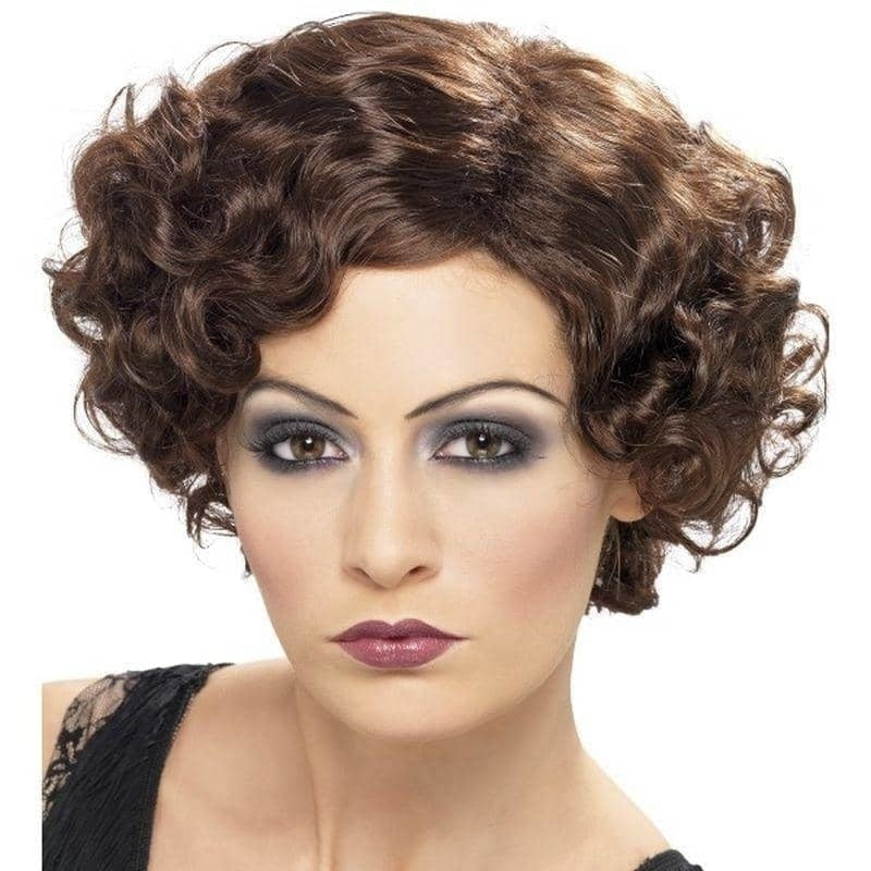 20s Flirty Flapper Wig Adult Brown Short Wavy 1