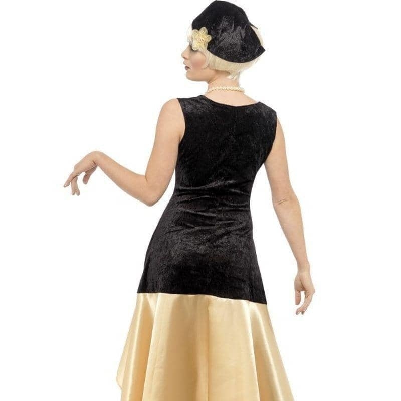 20s Gatsby Girl Costume Ladies Black Gold Dress 2