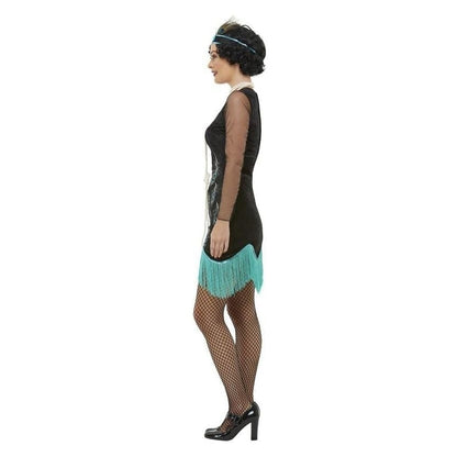 20s Peacock Flapper Costume Adult Green Black 3