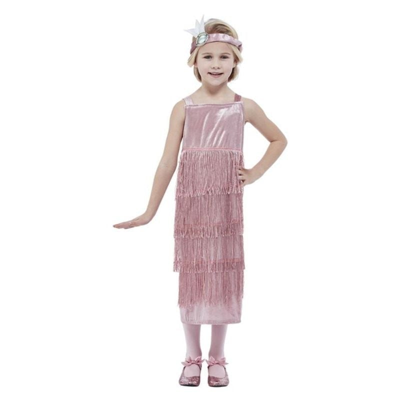 20s Pink Flapper Costume Kids Dress and Headband 1