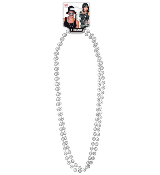 Set Of 2 Silver Beaded Necklaces40 Cm 