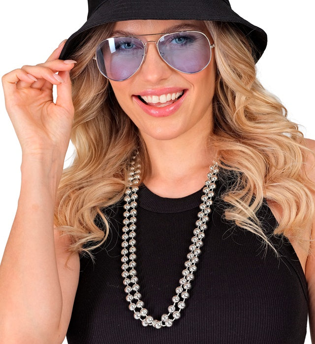 Set Of 2 Silver Beaded Necklaces40 Cm 