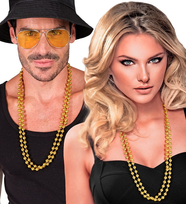 Set Of 2 Gold Beaded Necklaces40 Cm 