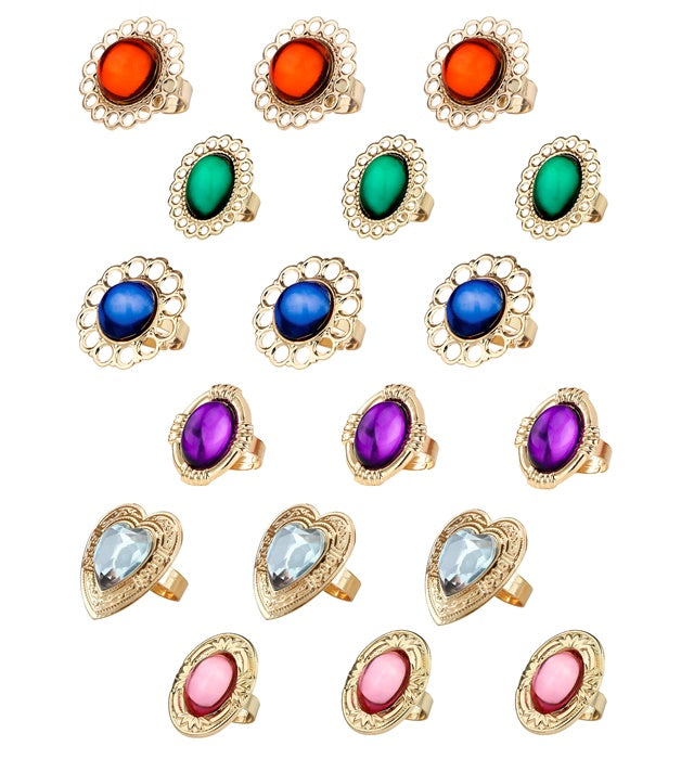 Ring With Gem 6 Styles And Colors Ass. - In Box