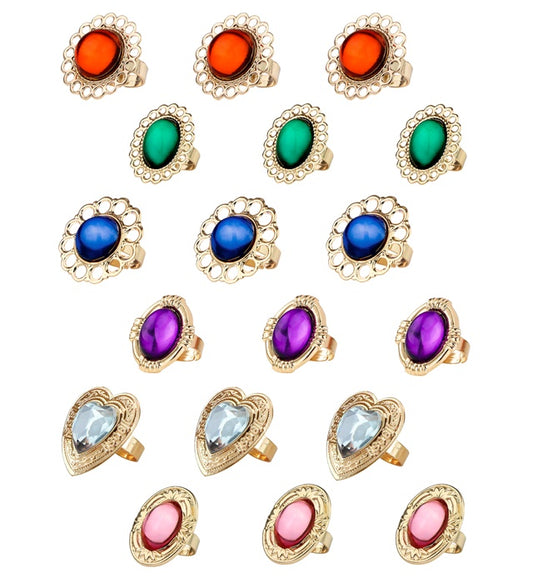 Ring With Gem 6 Styles And Colors Ass. - In Box