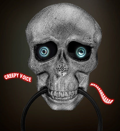 Skull Door Knocker With Animated Eyes And Creepy Voice
